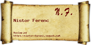 Nistor Ferenc névjegykártya